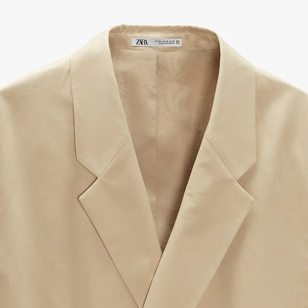 Zara Poplin Double Breasted Suit Blazer